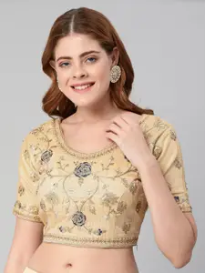 flaher Zari Embroidered Padded Saree Blouse