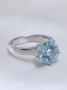 HIFLYER JEWELS 925 Sterling Silver Topaz Stone Studded Finger Ring