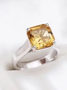 HIFLYER JEWELS 92.5 Sterling Citrine-Stone Studded Finger Ring