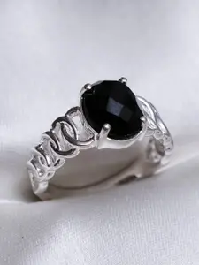 HIFLYER JEWELS Women Silver-Plated Stone-Studded Finger Ring