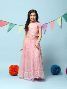Biba Girls Embroidered Sequinned Ready to Wear Lehenga & Blouse With Dupatta