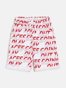 MINI KLUB Boys Typography Cotton Printed Shorts