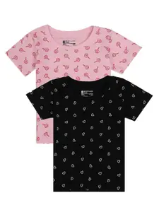 Bodycare Kids Girls Antiviral & Antibacterial Pack Of 2 Conversational Printed Cotton T-shirt