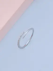 Kushal's Fashion Jewellery Rhodium-Plated CZ Studded Adjustable Finger Ring