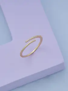 Kushal's Fashion Jewellery Gold-Plated CZ Studded Adjustable Finger Ring
