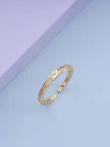 Kushal's Fashion Jewellery Gold-Plated CZ Studded Adjustable Finger Ring