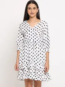MARC LOUIS Cuffed Sleeved Layered Crepe Wrap Dress