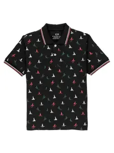 Status Quo Boys Printed Polo Collar Cotton  T-shirt
