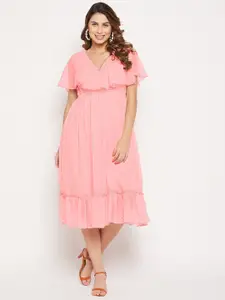 Bitterlime Self Design Empire Midi Georgette Dress