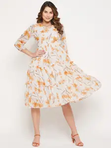 Bitterlime Floral Georgette A-Line Dress