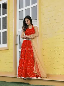 Indi INSIDE Printed Ready to Wear Lehenga & Unstitched Blouse With Dupatta