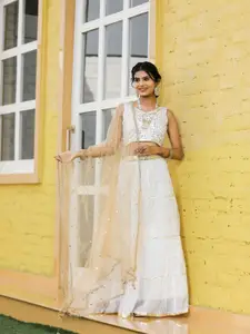 Indi INSIDE Embellished Foil Print Ready to Wear Lehenga & Unstitched Blouse With Dupatta
