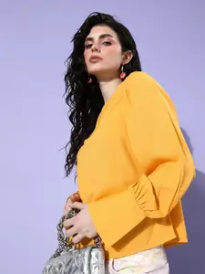 her by invictus Lovely Mustard Yellow Once Upon A Sleeve Top