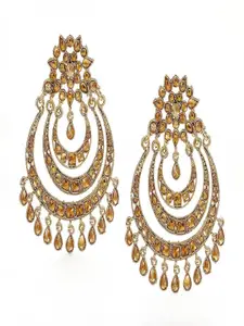 I Jewels Gold-Plated Kundan Contemporary Chandbalis Earrings