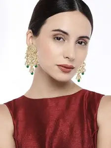 I Jewels Gold-Plated Contemporary Drop Earrings