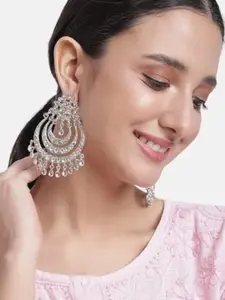 I Jewels Silver-Plated Contemporary Chandbalis Earrings