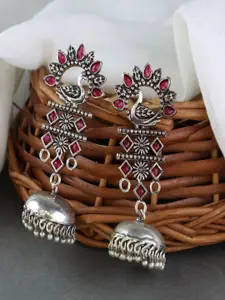 I Jewels Silver-Plated Contemporary Jhumkas Earrings