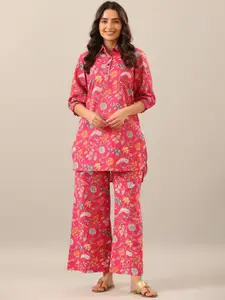 JISORA Women 2 Pieces Floral Printed Pure Cotton Night Suit