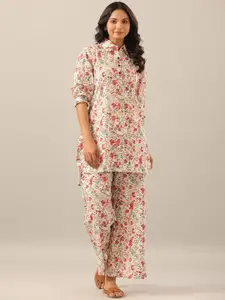 JISORA Women 2 Pieces Floral Printed Pure Cotton Night Suit
