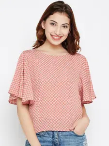 Style Quotient Women Dusty Pink & White Checked Top