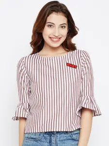 Style Quotient Women Brown & White Striped Top