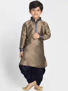 VASTRAMAY Boys Mandarin Collar Yoke Design Kurta with Dhoti Pants