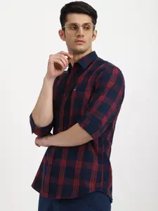 Arrow Sport Men Cotton Slim Fit Plaid Checked Mitered Cuff Casual Shirt