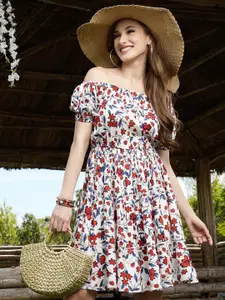 Sera Floral Off-Shoulder A-Line Printed Mini Dress