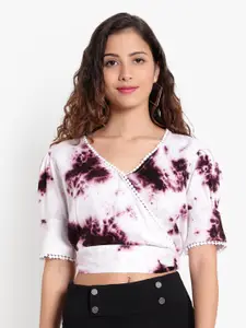 Indietoga Plus Size Tie and Dye Wrap Crop Top