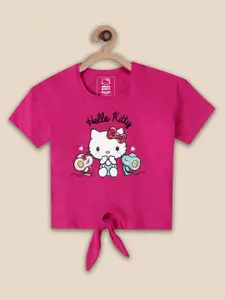 Kids Ville Girls Hello Kitty-Printed Cotton T-Shirt