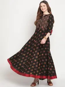 Be Indi Women Printed Maxi Ethnic Dress