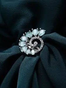 PANASH Women Silver-Plated AD Studded Adjustable Finger Ring