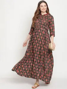 Be Indi Women Printed & Embellished Maxi Ethnic Dress