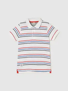 max Boys Striped Polo Collar Pure Cotton T-shirt