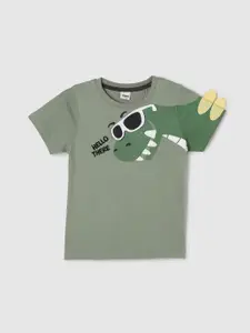 max Boys Printed Applique Cotton T-shirt