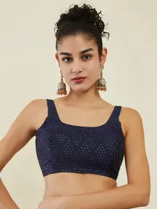 Soch Embellished Silk Padded Saree Blouse