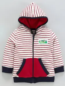 JusCubs Boys Striped Front-Open Hooded Cotton Sweatshirt