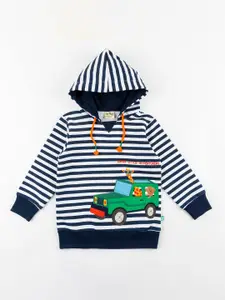 JusCubs Boys Striped Hooded Cotton Sweatshirt
