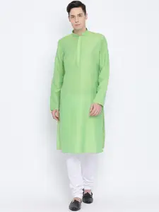 NAMASKAR Men Mandarin Collar Linen Kurta