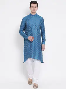 NAMASKAR Men Woven Design Mandarin Collar Kurta
