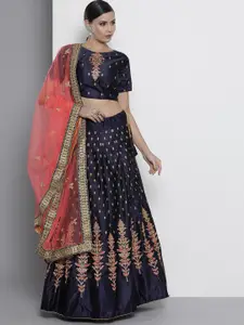 Fusionic Embroidered Semi-Stitched Lehenga & Unstitched Blouse With Dupatta