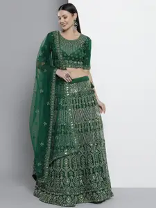 Fusionic Embroidered Thread Work Semi-Stitched Lehenga & Unstitched Blouse With Dupatta