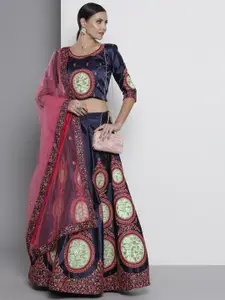 Fusionic Embroidered Thread Work Semi-Stitched Lehenga & Unstitched Blouse With Dupatta