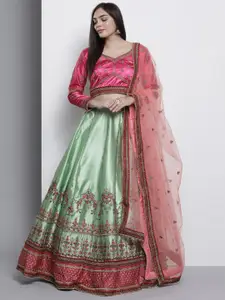 Fusionic Embroidered Semi-Stitched Lehenga & Unstitched Blouse With Dupatta