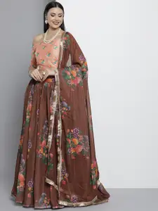 Fusionic Embroidered Semi-Stitched Lehenga & Unstitched Blouse With Dupatta