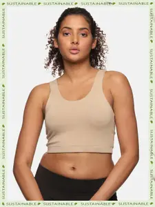 HERE&NOW Women Organic Cotton Seamless Non-Wired Lightly Padded Racerback Bra