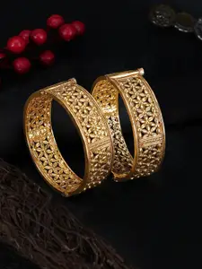Adwitiya Collection Set Of 2 Gold-Plated Bangles