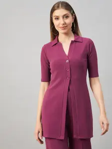 Orchid Hues Women Spread Collar Longline Casual Shirt