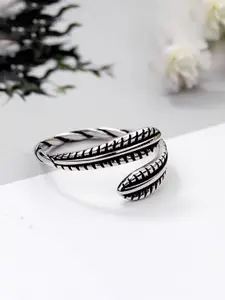 Raajsi by Yellow Chimes 925 Sterling Silver Leaf Designed  Adjustable Finger Ring