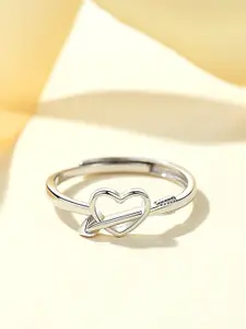 Raajsi by Yellow Chimes 925 Sterling  Silver-Plated Heart Shaped Adjustable Finger Ring
